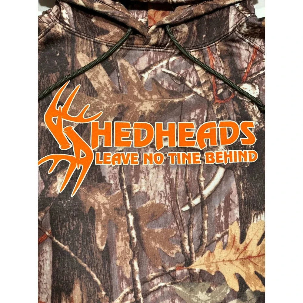 Badger Sport Shedheads Camo Hoodie Mens Large Leave No Tine Behind Hunting Brown